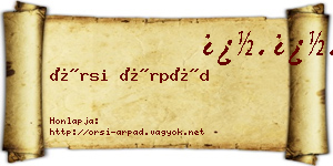 Örsi Árpád névjegykártya